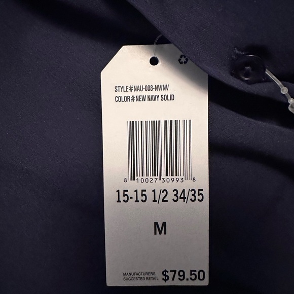 New Nautica Men’s Blue Performance Slim Fit Long Sleeve Button Up Shirt - Medium - Picture 7 of 7
